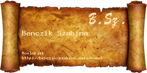 Benczik Szabina névjegykártya
